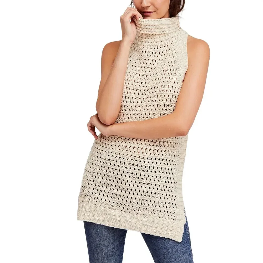 NWT! Free People Northern Lights Sleeveless Crochet Sweater XS‎